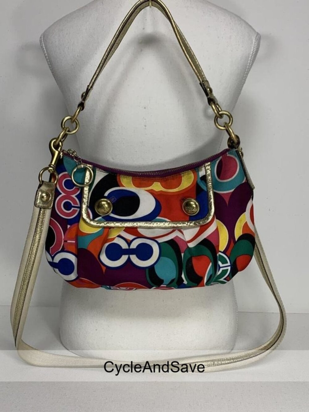 Coach Multicolored Abstract Circular Pattern Handbag